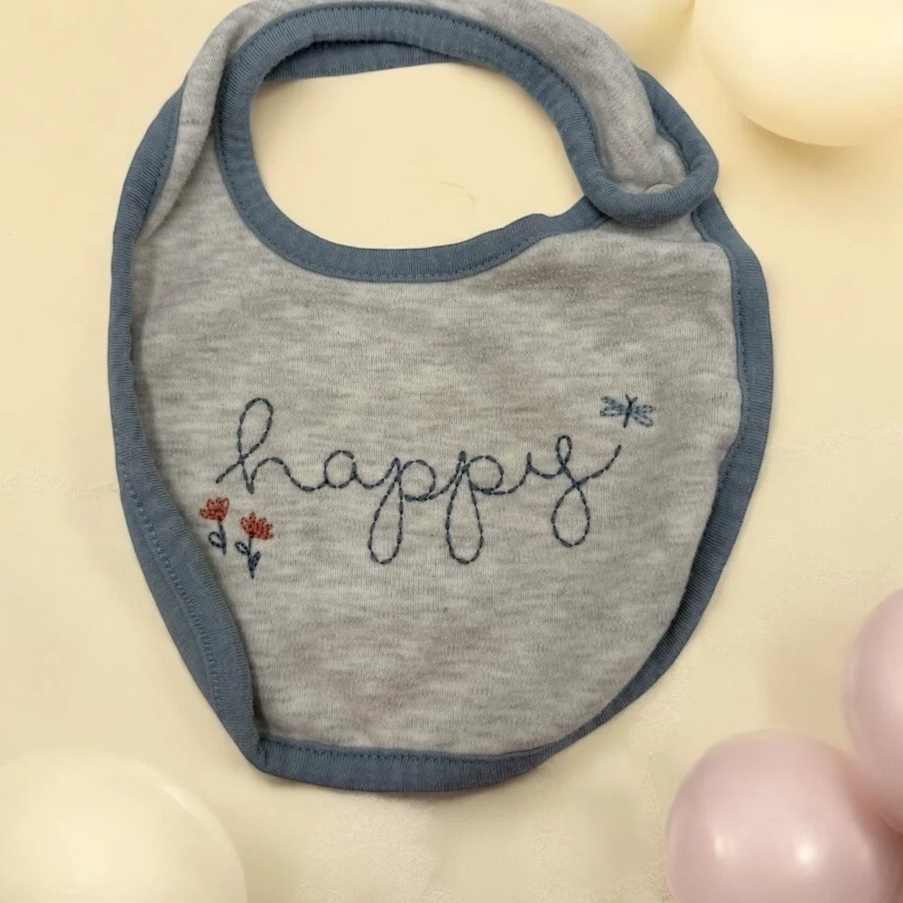 Carter's Blue and Yellow Neutral Floral 3-pack Baby Bib Set